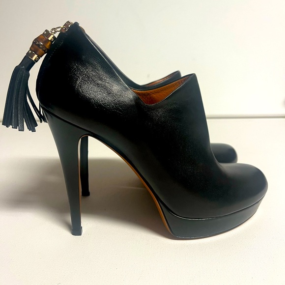 Gucci Black Leather High Heel Boots Size 39 - Picture 1 of 9